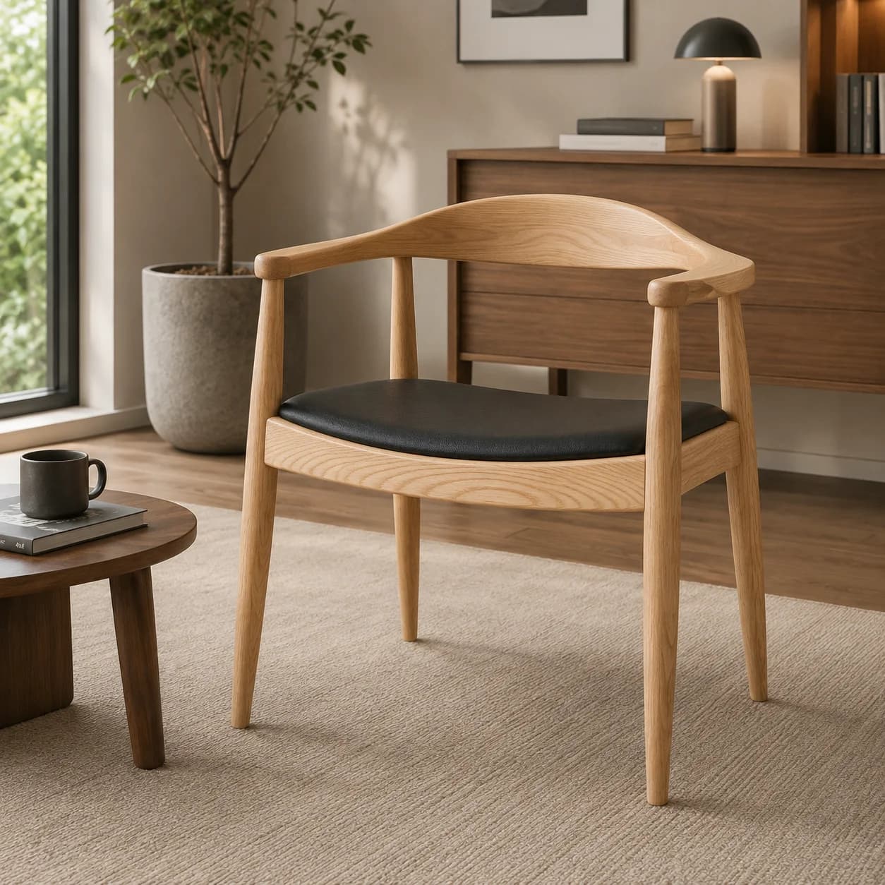 Curved Oak Scandinavian Chair