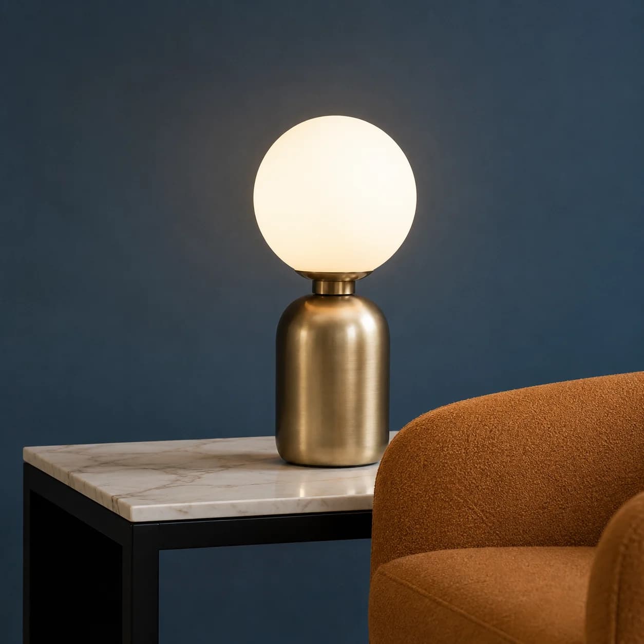 Opal Globe Brass Table Lamp