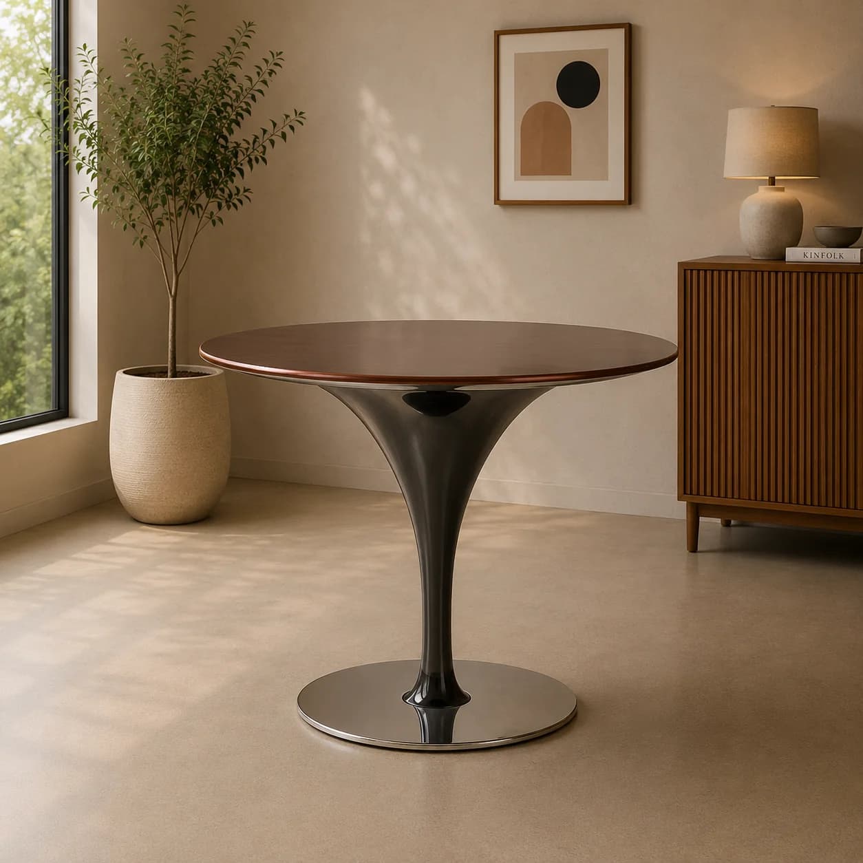 Walnut Tulip Pedestal Table