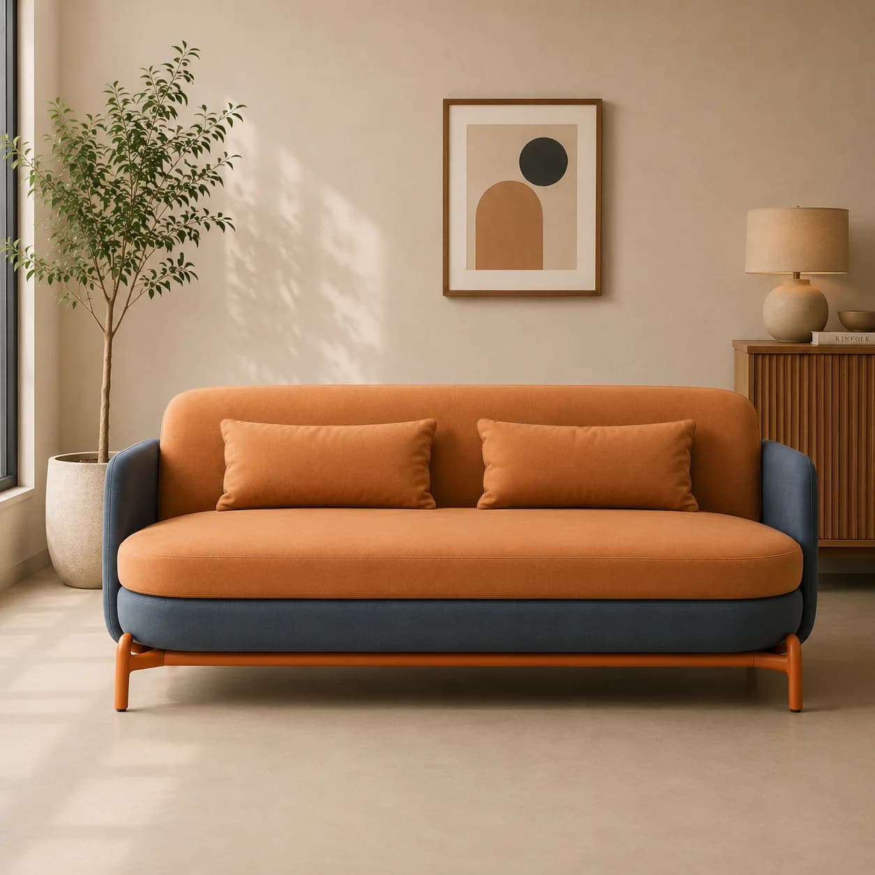 Slate Mid-Century Sofa